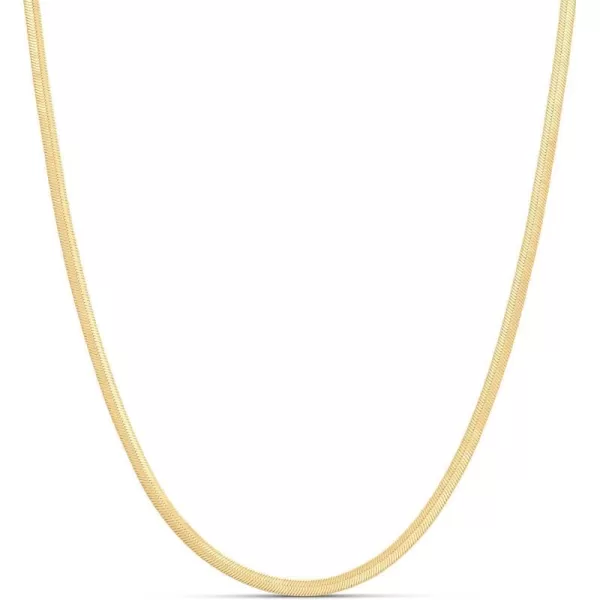 Amazon Essentials 14K Gold or Sterling Silver Plated Herringbone Chain NecklaceYellow Gold 20 3 mm