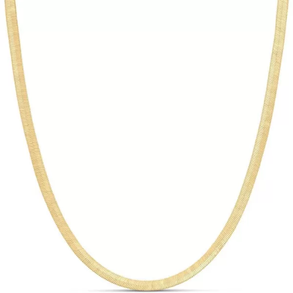 Amazon Essentials 14K Gold or Sterling Silver Plated Herringbone Chain NecklaceYellow Gold 20 4 mm