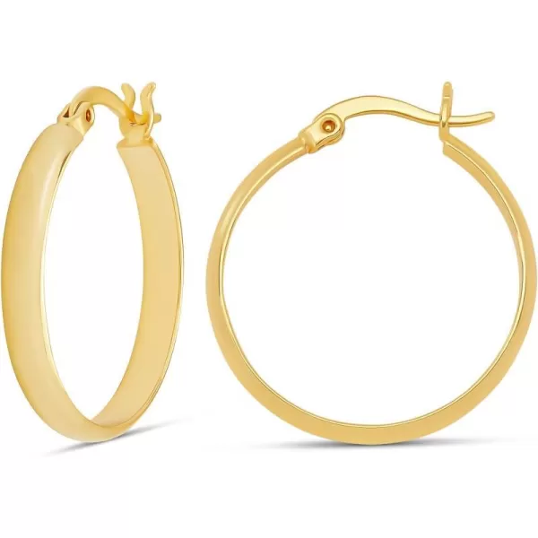 Amazon Essentials 14K Gold or Sterling Silver Plated Polished Dome HoopYellow Gold 25 mm