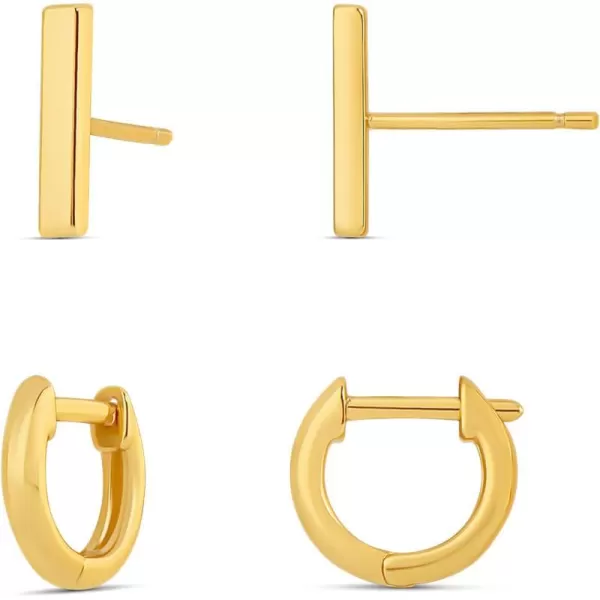 Amazon Essentials 14K Gold or Sterling Silver Stud amp Hoop SetYellow Gold