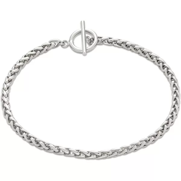 Amazon Essentials 14k Gold Plated or Silver Plated Braided Chain Bracelet 75Silver