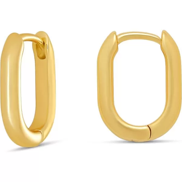 Amazon Essentials 14k Gold Plated or Silver Plated Modern Oval Hoop EarringsYellow Gold