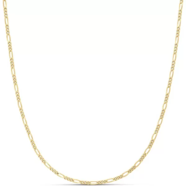 Amazon Essentials 14k Gold or Sterling Silver Plated Figaro Chain 16 18 20 or 24Yellow Gold 16 2 mm