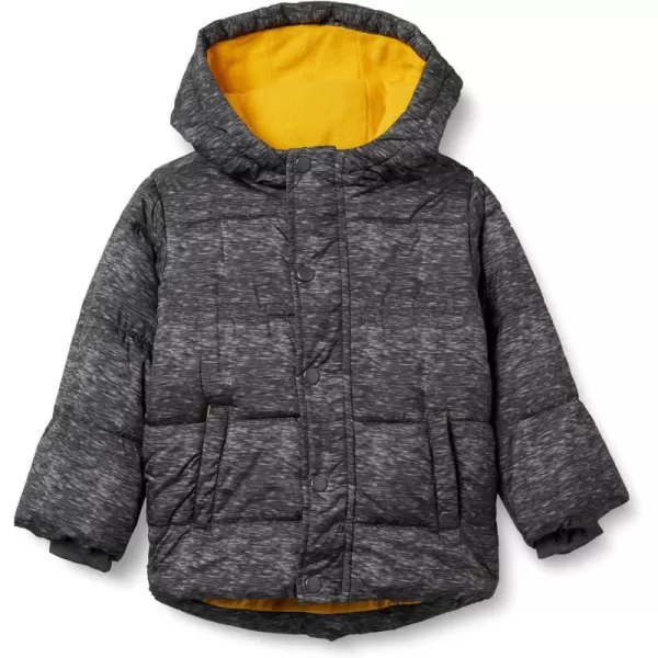 Amazon Essentials Babies Toddlers and Boys Heavyweight Hooded Puffer JacketCharcoal Heather