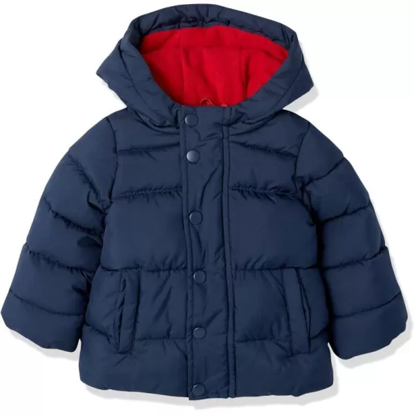 Amazon Essentials Babies Toddlers and Boys Heavyweight Hooded Puffer JacketNavy