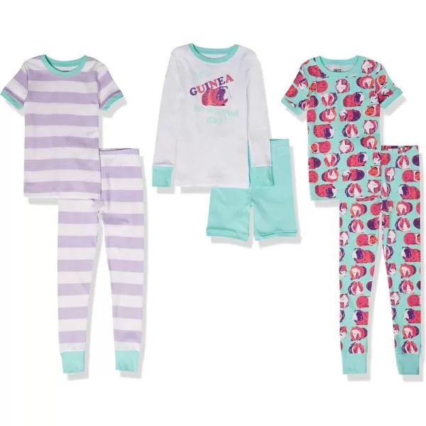 Amazon Essentials Babies Toddlers and Girls SnugFit Cotton Pajama Sleepwear Sets Previously Spotted Zebra Multipacks3 Mint GreenPigStripe