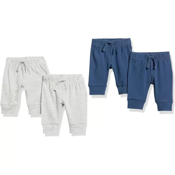 Amazon Essentials Baby Boys Cotton PullOn Pants Multipacks4 NavyGrey Heather