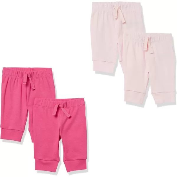 Amazon Essentials Baby Girls Cotton PullOn Pants Multipacks4 PinkLight Pink