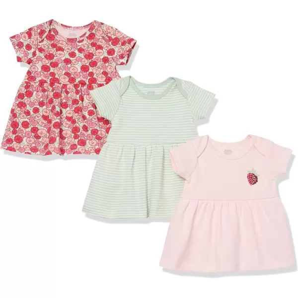 Amazon Essentials Baby Girls ShortSleeve Dress Pack of 3Pink Berry