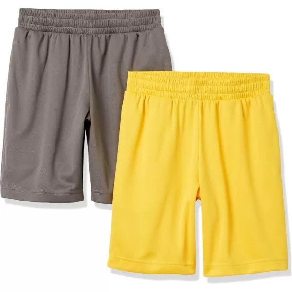 Amazon Essentials Boys Active Performance Mesh Basketball ShortsDark BeigeGold