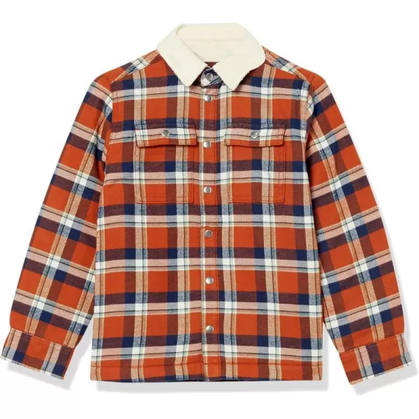 Amazon Essentials Boys Flannel Shirt JacketBrown Plaid