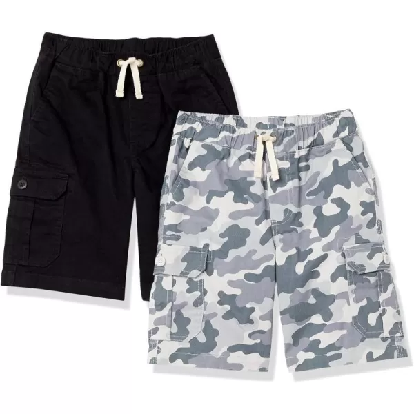 Amazon Essentials Boys and Toddlers Cargo ShortsBlackGrey Camo