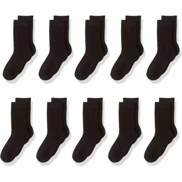 Amazon Essentials Boys and Toddlers Cotton Crew Sock 10 PairsBlack