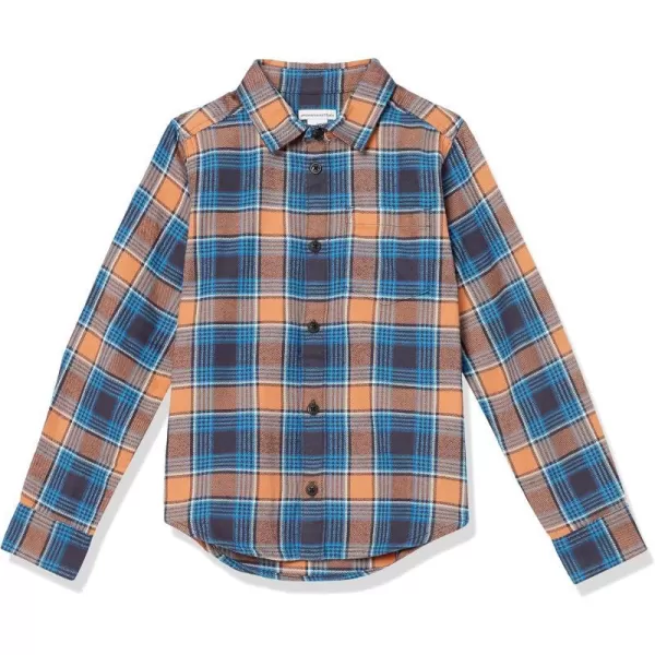 Amazon Essentials Boys and Toddlers Flannel ShirtBlue Orange Plaid