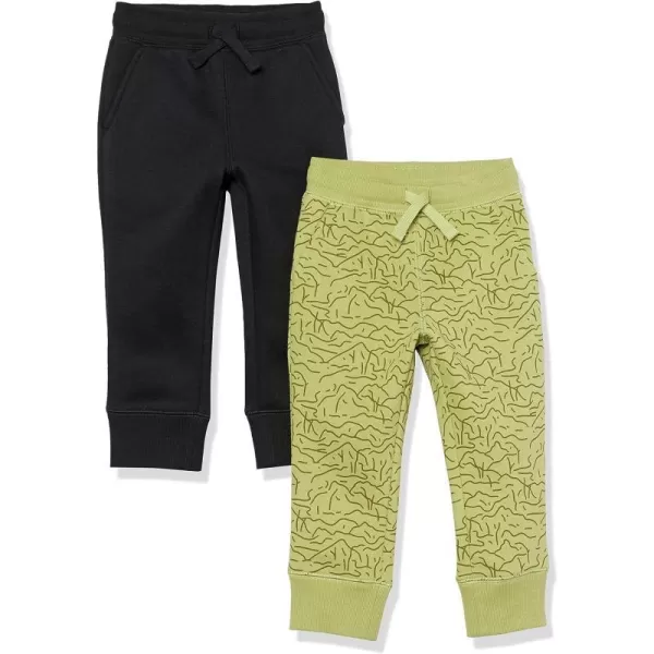 Amazon Essentials Boys and Toddlers Fleece Jogger Sweatpants Multipacks2 BlackLight Olive Abstract Camo