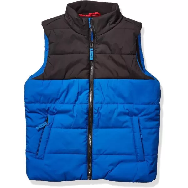 Amazon Essentials Boys and Toddlers Heavyweight Puffer VestBlack Cobalt Blue Color Block