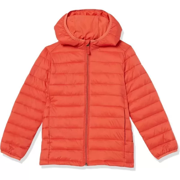 Amazon Essentials Boys and Toddlers Lightweight WaterResistant Packable Hooded Puffer CoatBright Orange