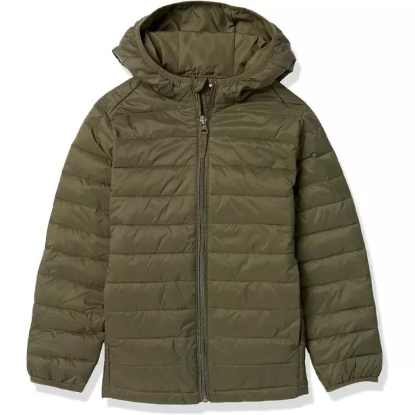 Amazon Essentials Boys and Toddlers Lightweight WaterResistant Packable Hooded Puffer CoatDark Olive