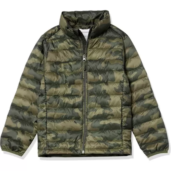 Amazon Essentials Boys and Toddlers Lightweight WaterResistant Packable Puffer JacketOlive Camo