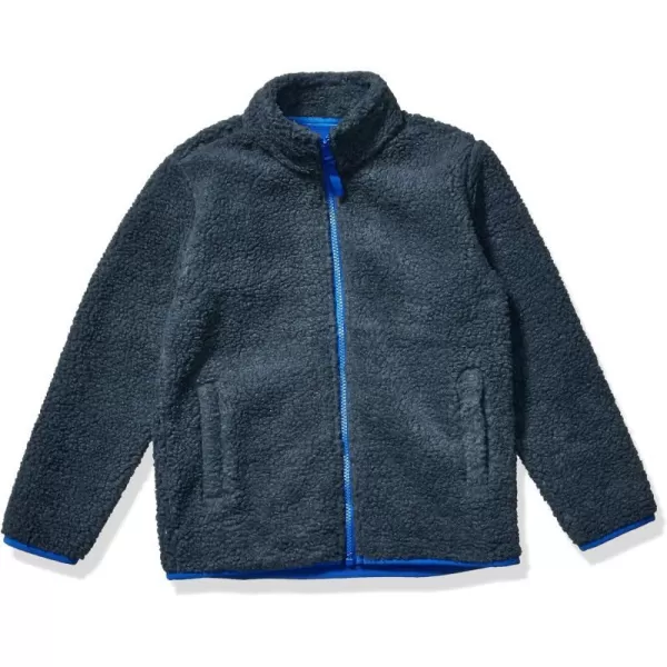 Amazon Essentials Boys and Toddlers Polar Fleece Lined Sherpa FullZip JacketDark Grey