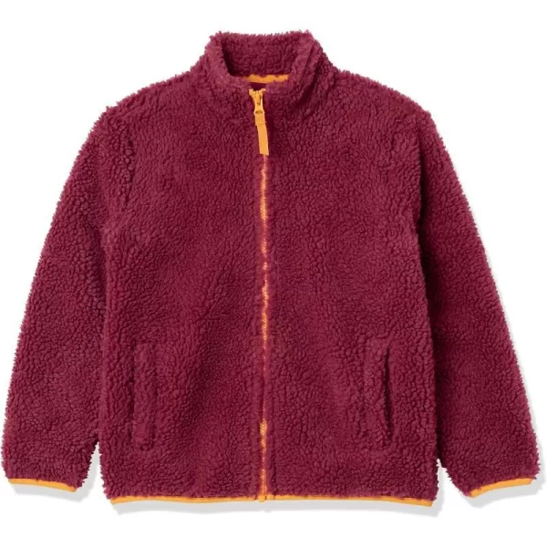 Amazon Essentials Boys and Toddlers Polar Fleece Lined Sherpa FullZip JacketMaroon