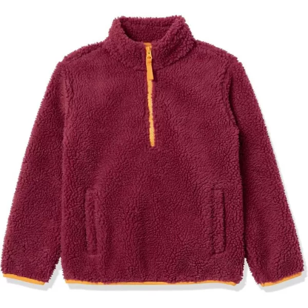 Amazon Essentials Boys and Toddlers Polar Fleece Lined Sherpa QuarterZip JacketMaroon