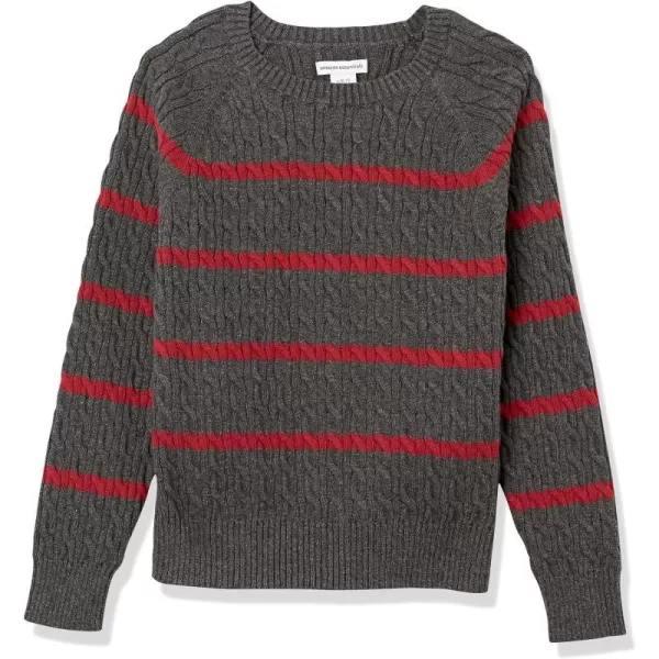 Amazon Essentials Boys and Toddlers Pullover Crewneck SweaterCharcoal Heather Stripe