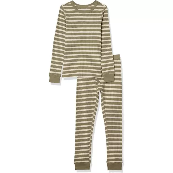 Amazon Essentials Boys and Toddlers Thermal Long Underwear SetOlive Stripe