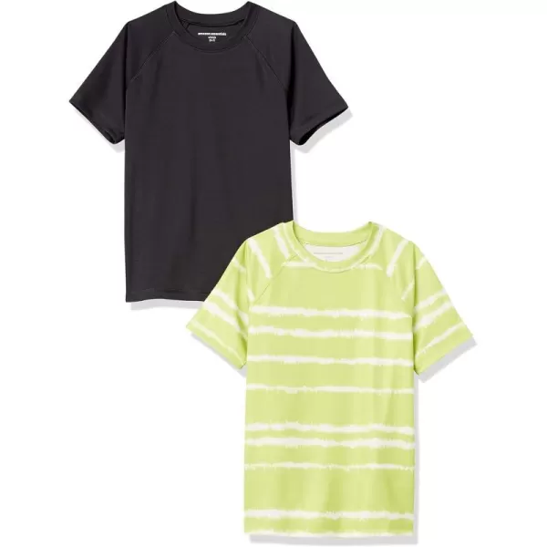 Amazon Essentials Boys and Toddlers UPF 50 ShortSleeve Swim ShirtBlackLime Green Tie Dye