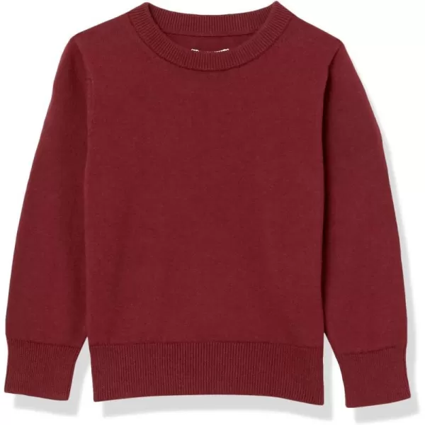 Amazon Essentials Boys and Toddlers Uniform Cotton Crewneck SweaterBurgundy