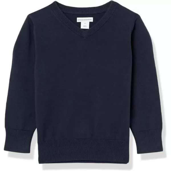 Amazon Essentials Boys and Toddlers Uniform Cotton VNeck SweaterNavy