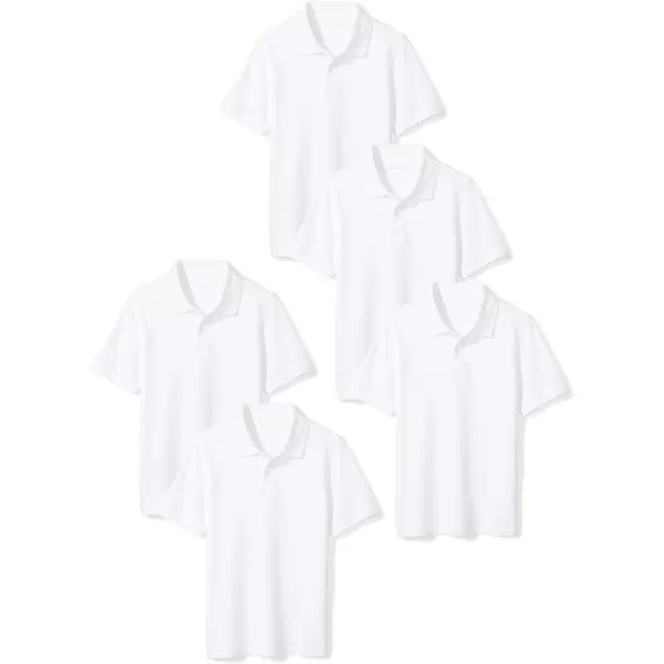 Amazon Essentials Boys and Toddlers Uniform ShortSleeve Pique Polo Shirt Multipacks5 White