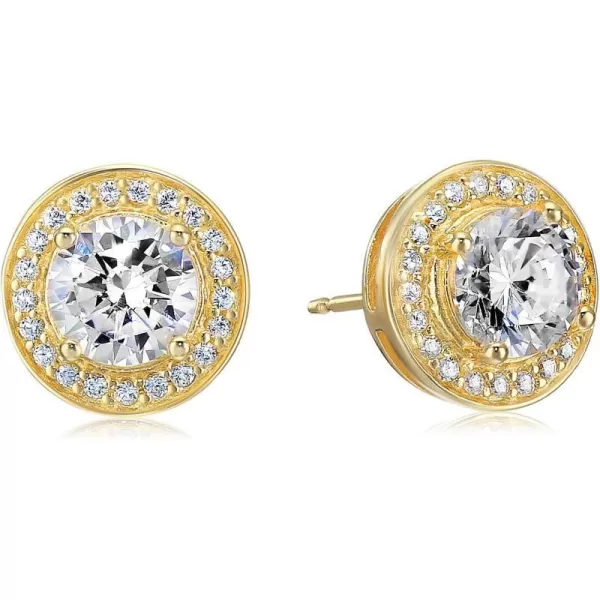 Amazon Essentials Cubic Zirconia Classic Halo Stud Earrings in Sterling SilverYellow Gold