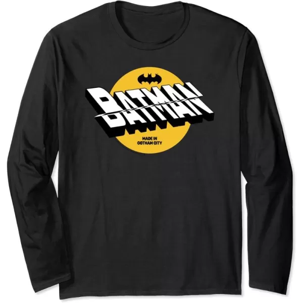 Amazon Essentials DC Comics Batman Circle 3D Shifted Logo Long Sleeve TShirtBlack