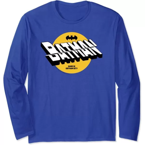 Amazon Essentials DC Comics Batman Circle 3D Shifted Logo Long Sleeve TShirtRoyal Blue