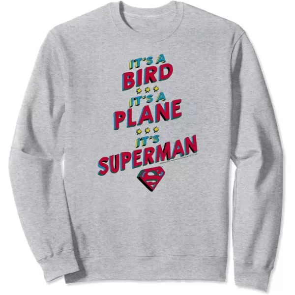 Amazon Essentials DC Comics Its a Bird Its a Plane Its Superman SweatshirtHeather Grey