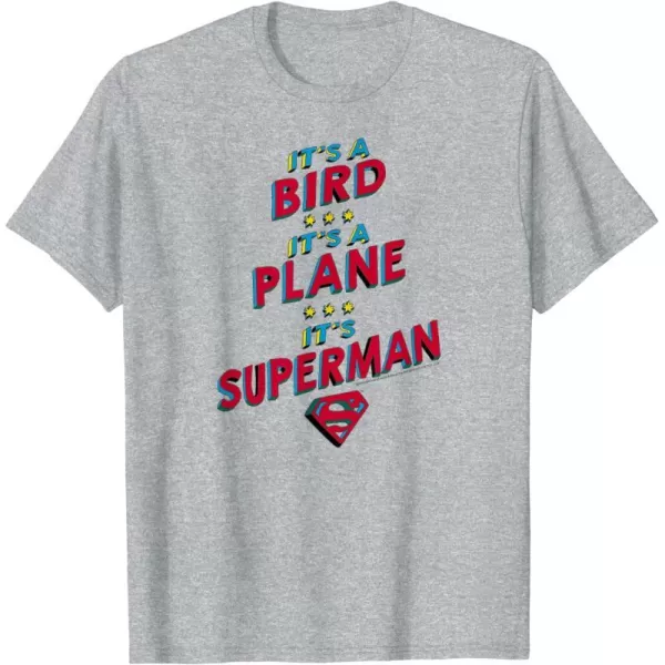 Amazon Essentials DC Comics Its a Bird Its a Plane Its Superman TShirtHeather Grey