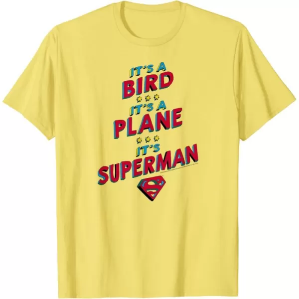 Amazon Essentials DC Comics Its a Bird Its a Plane Its Superman TShirtLemon Yellow