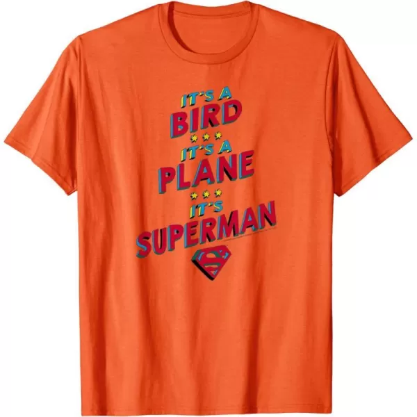 Amazon Essentials DC Comics Its a Bird Its a Plane Its Superman TShirtOrange