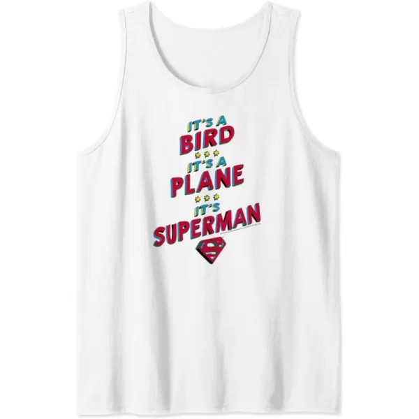 Amazon Essentials DC Comics Its a Bird Its a Plane Its Superman Tank TopWhite