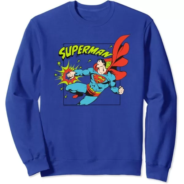Amazon Essentials DC Comics Superman Action Punch Comic Square SweatshirtRoyal Blue