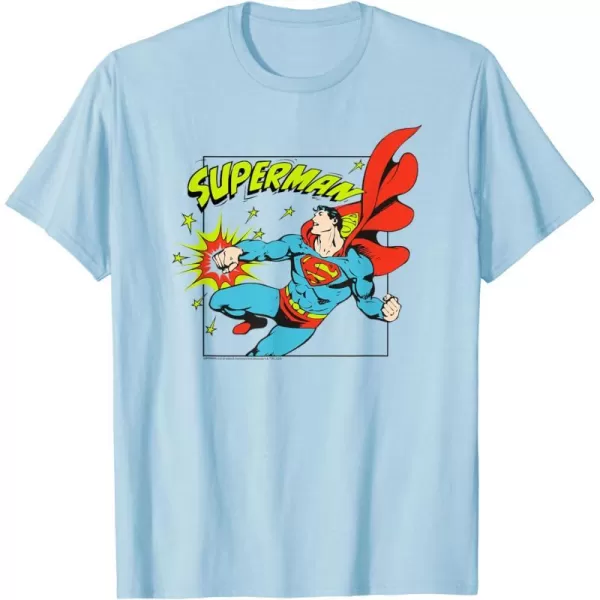 Amazon Essentials DC Comics Superman Action Punch Comic Square TShirtBaby Blue