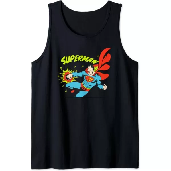 Amazon Essentials DC Comics Superman Action Punch Comic Square Tank TopBlack