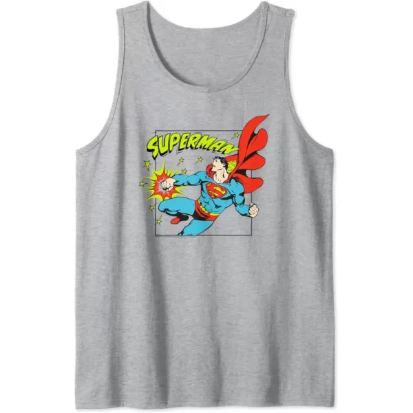 Amazon Essentials DC Comics Superman Action Punch Comic Square Tank TopHeather Grey