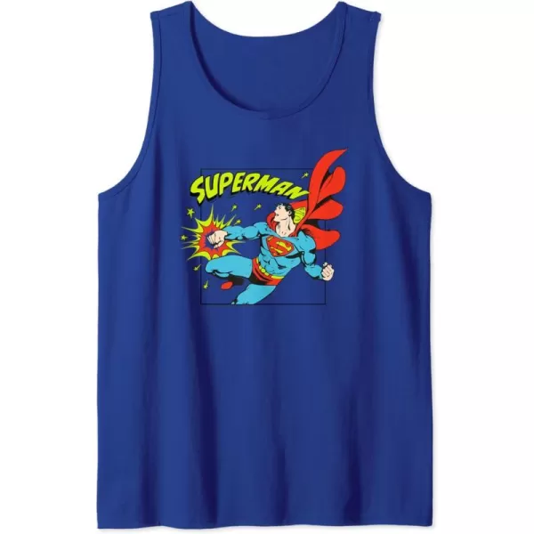 Amazon Essentials DC Comics Superman Action Punch Comic Square Tank TopRoyal Blue