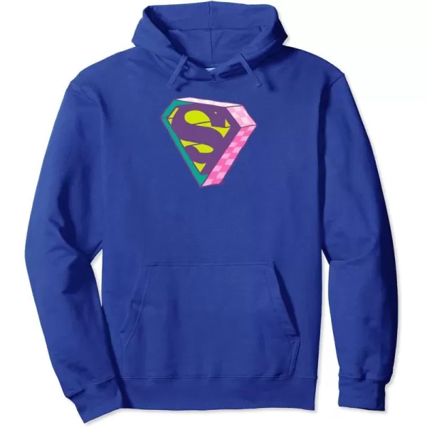 Amazon Essentials DC Comics Superman Bright Checkerboard 3D Logo Pullover HoodieRoyal Blue