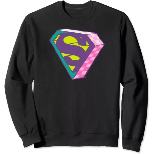 Amazon Essentials DC Comics Superman Bright Checkerboard 3D Logo SweatshirtBlack