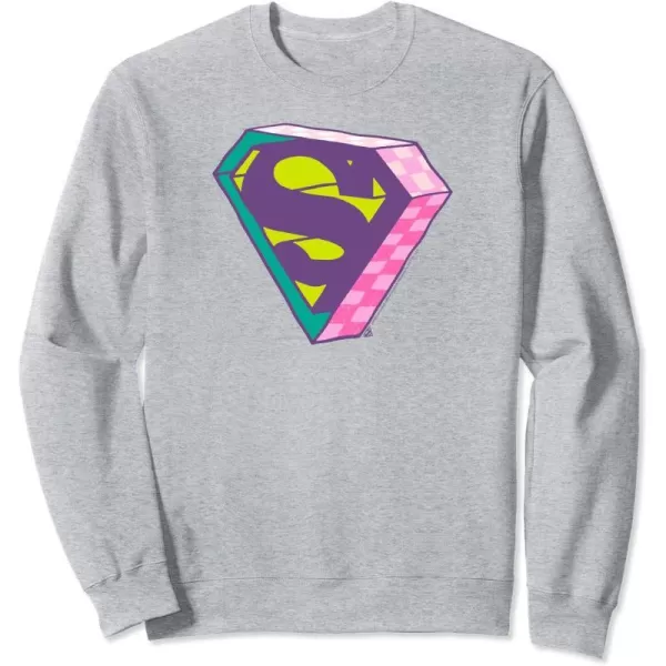 Amazon Essentials DC Comics Superman Bright Checkerboard 3D Logo SweatshirtHeather Grey