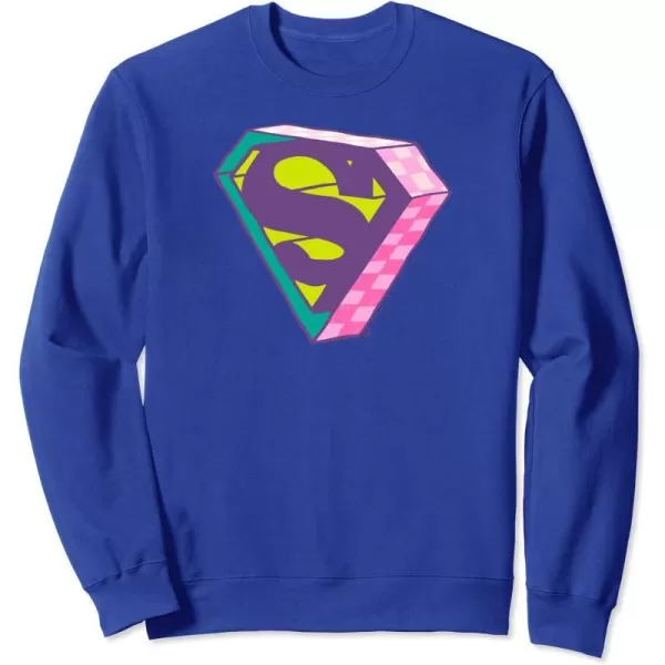 Amazon Essentials DC Comics Superman Bright Checkerboard 3D Logo SweatshirtRoyal Blue