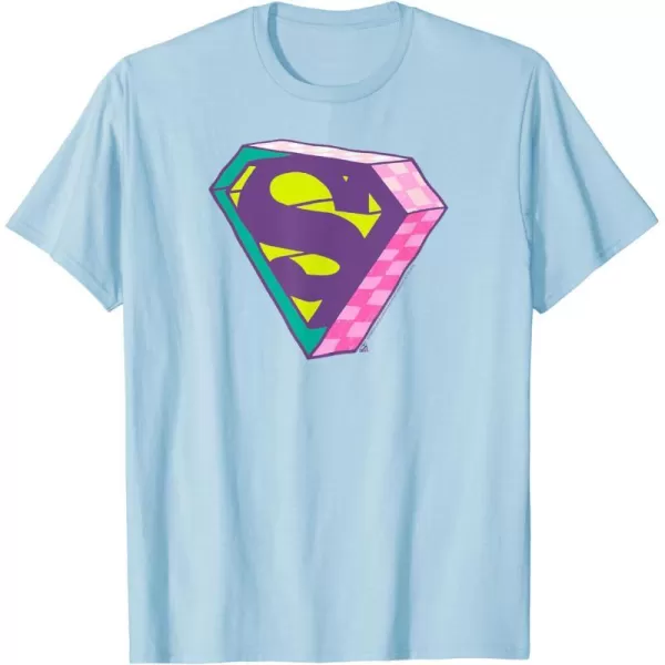 Amazon Essentials DC Comics Superman Bright Checkerboard 3D Logo TShirtBaby Blue